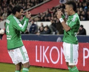 Brandao et Aubameyang, auteurs des deux premiers buts stéphanois contre Bastia